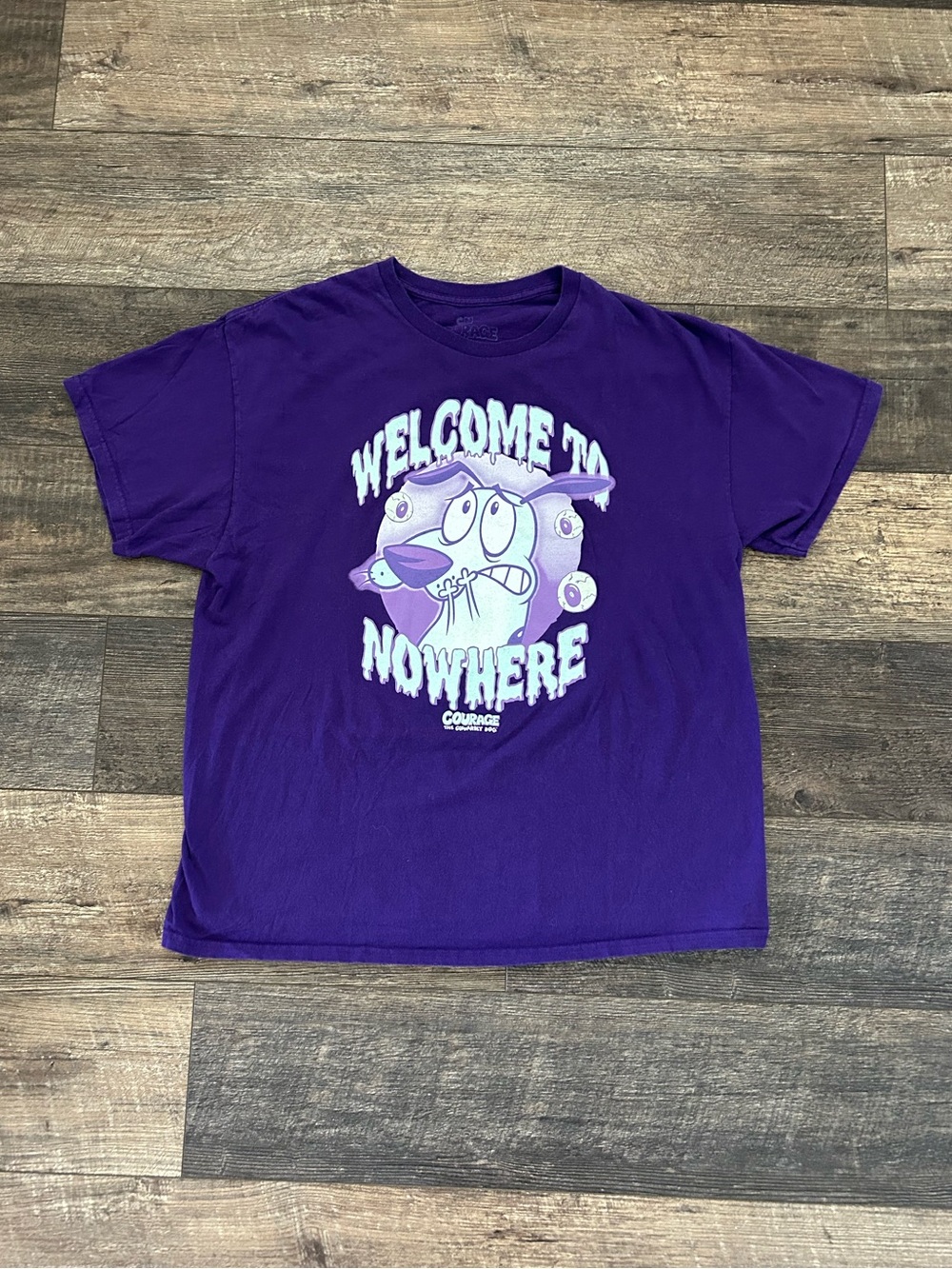 Courage The Cowardly Dog Mens Sz XL Welcome To Nowhere Funny Cartoon Shirt
